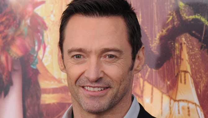 Hugh Jackman is pictured on the red carpet