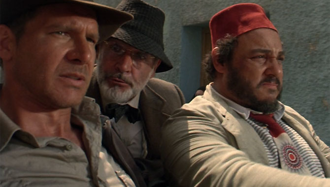 Harrison Ford, Sean Connery and Alexei Sayle in The Last Crusade