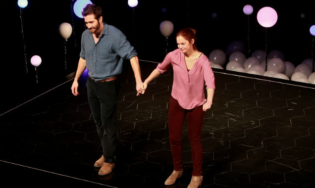 Jake Gyllenhaal and Ruth Wilson hold hands in 'Constellations'