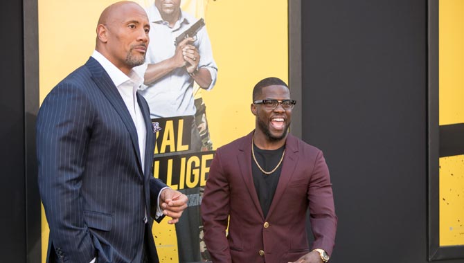 The Rock and Kevin Hart at the Central Intelligence premiere