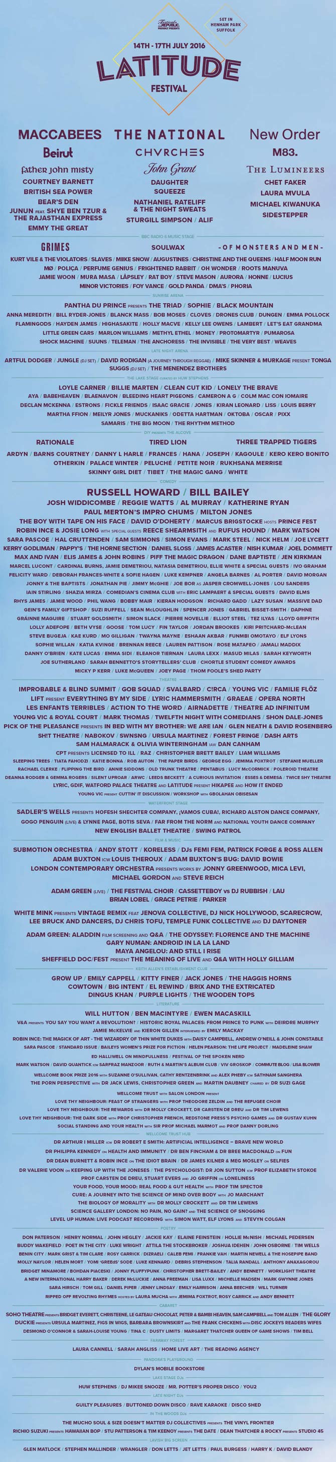 Latitude Festival 2016 Line-up Poster