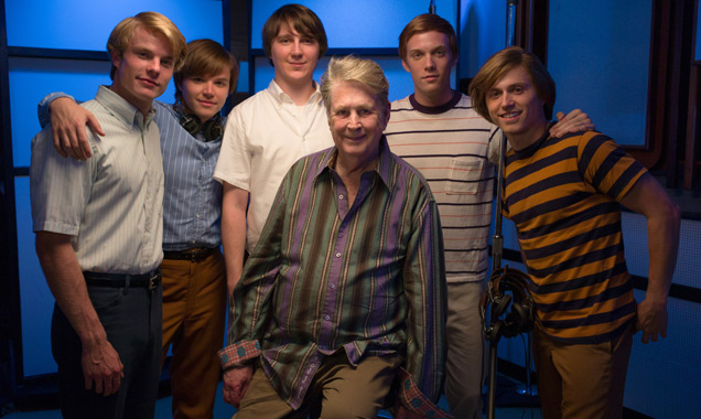 Paul Dano with Brian Wilson and the cast of 'Love & Mercy'