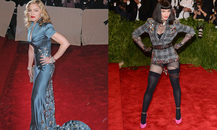 Madonna at Met Gala 2011 (L) and 2013 (R)