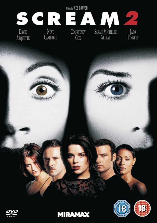 The DVD cover for one of the original 'Scream' trilogy films, 'Scream 2'