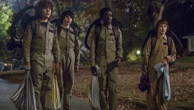 Finn Wolfhard, Gaten Matarazzo, Caleb McLaughlin and Noah Schnapp make up the show's younger cast