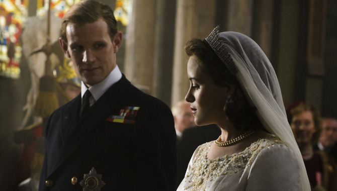 Matt Smith and Claire Foy as Prince Philip and Queen Elizabeth II in 'The Crown'