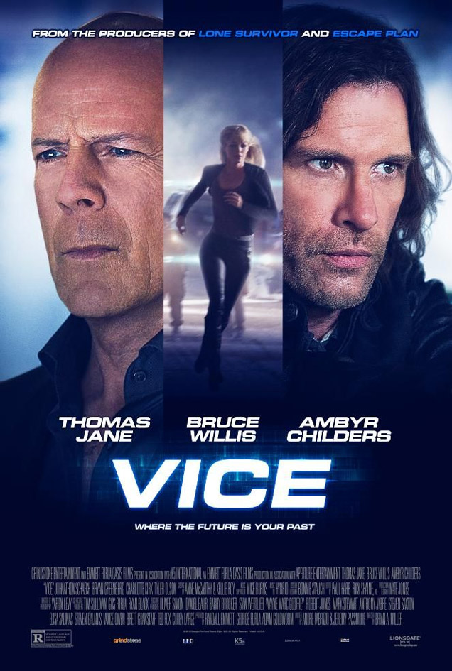 Thomas Jane, Bruce Willis and Ambyr Childers in the poster for 'Vice'