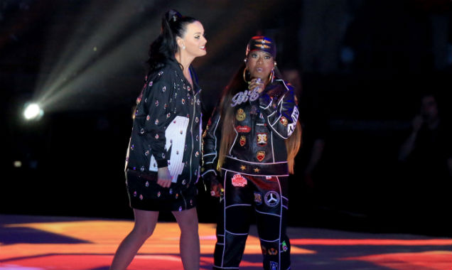 Katy Perry performes with Missy Elliott at the 2015 Super Bowl half-time show (Credit Christopher Polk - Getty Images)