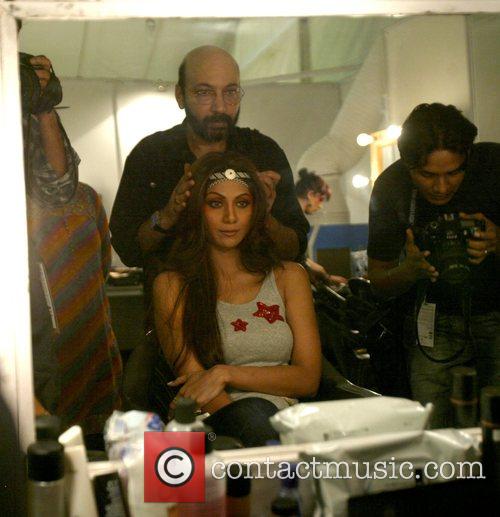 Shilpa Shetty in her dressing room, getting her...