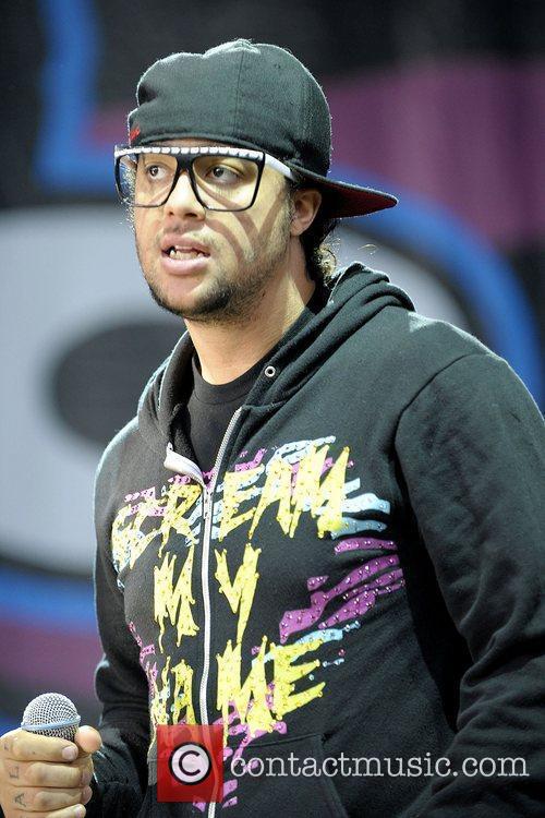 Sky Blu of LMFAO performing live on stage