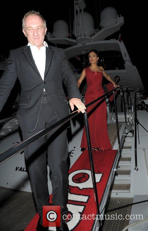 Salma Hayek and Francois Pinault leave a private party on a yacht Cannes 