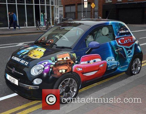A Fiat 500 car painted in Pixar and