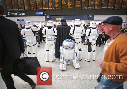 Darth Vader, Stormtroopers and R2-D2 joined morning commuters today in anticipation for the launch of the Kinect Star Wars game on Tuesday 3rd April, exclusively on Xbox 360 London, England