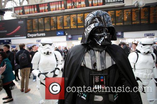 Darth Vader, Stormtroopers and R2-D2 joined morning commuters today in anticipation for the launch of the Kinect Star Wars game on Tuesday 3rd April, exclusively on Xbox 360 London