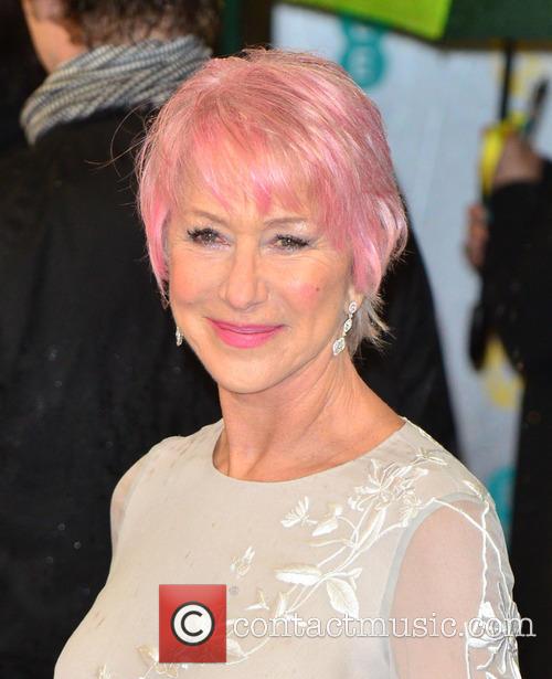 Helen Mirren with pink hair at the BAFTAs