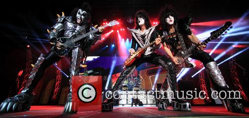 Gene Simmons, Paul Stanley and Tommy Thayer from KISS perform