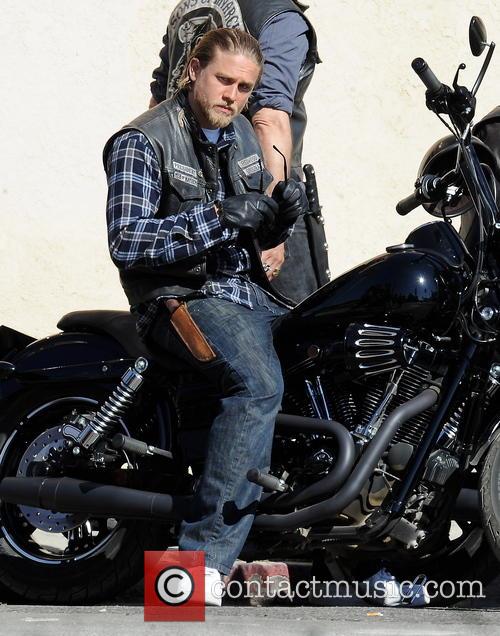 Charlie Hunnam on the set of Sons Of Anarchy