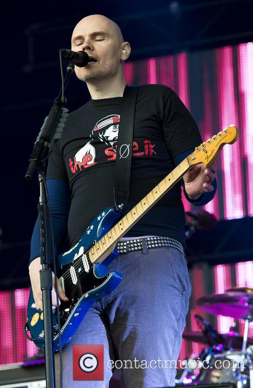 Billy Corgan performing with Smashing Pumpkins at Glastonbury