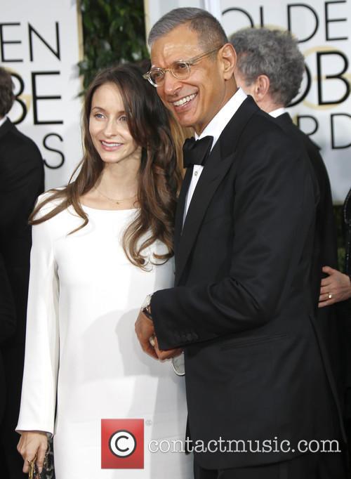 Jeff Goldblum and Emilie Livingston at the 2015 Golden Globes