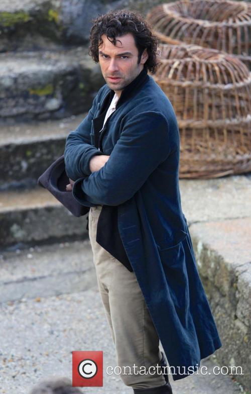 Aidan Turner filming Poldark