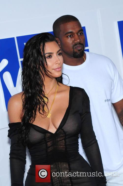 Kanye West and Kim Kardashian at the MTV VMAs