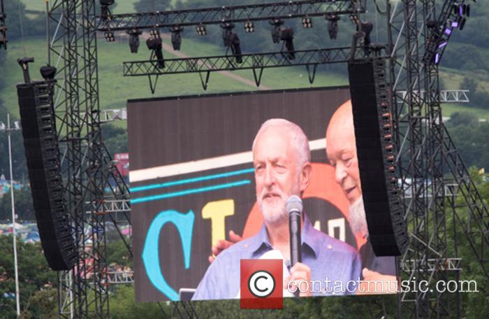 Jeremy Corbyn speaks on the Pyramid Stage