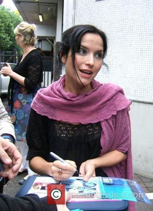 Andrea Corr leaving a London Studio and signing autographs for the crowd 