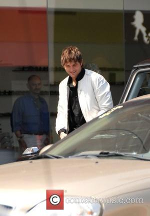 Ashton Kutcher on the film set for his upcoming movie at Robertson Boulevard 