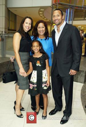 Dwayne Johnson , The Rock with his ex-wife, mother and daughter