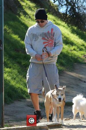 Channing Tatum walking his dogs