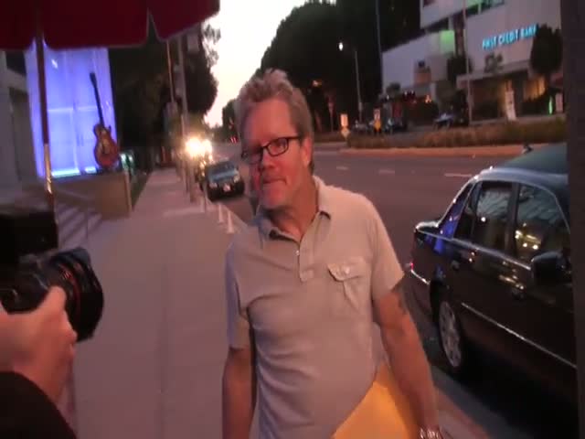 Boxer Manny Pacquiao's trainer Freddie Roach arriving at Boa Steakhouse