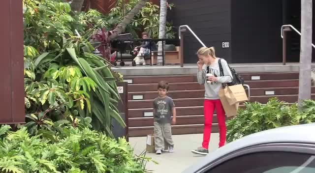 Leanne Rhimes and her step son Mason Cibrian seen shopping at Cross Creek Malibu