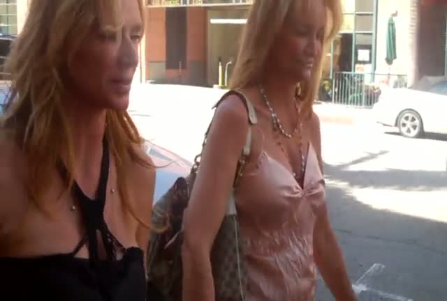 Former Playboy model Kimberley Conrad leaving Beverly Hills Nail Design with a friend