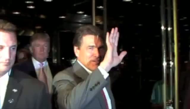 Governor Rick Perry and Donald Trump Leave Trump Towers Together