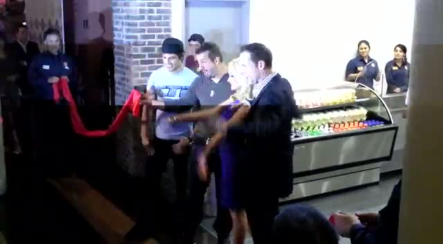 Holly Madison And Joey Fatone Cut The Ribbon At Las Vegas Sandwich Shop Opening