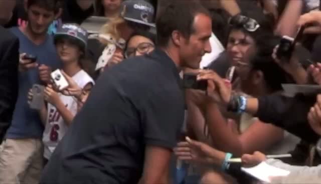 Drew Brees Greets Fans Outside 'David Letterman'