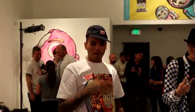Chris Brown Admires Artwork At Launch - Chris Brown's Art Show Part 2
