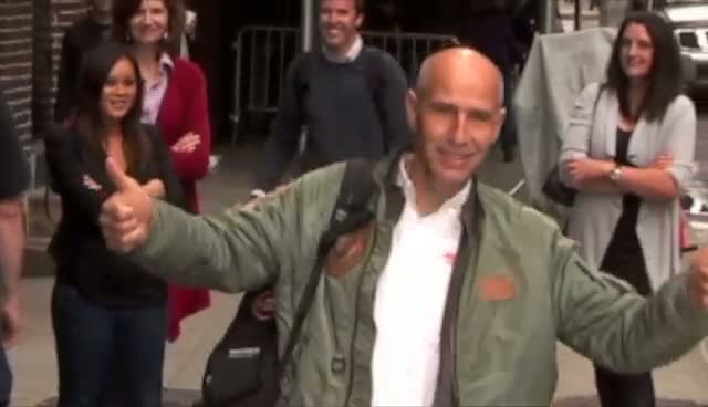 Fusionman Yves Rossy Arrives For The Late Show With David Letterman