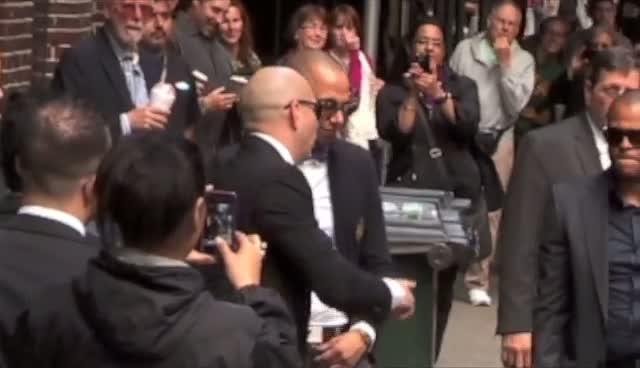 Pitbull Arrives For David Letterman