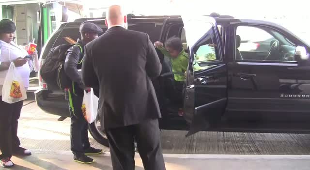 Jennifer Hudson And Son David Arrive At LAX Armed With Swords (Of The Plastic Variety)