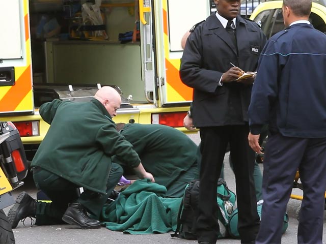 Emily Berrington Shoots Ambulance Scene On London Set Of '24: Live Another Day' - Part 1