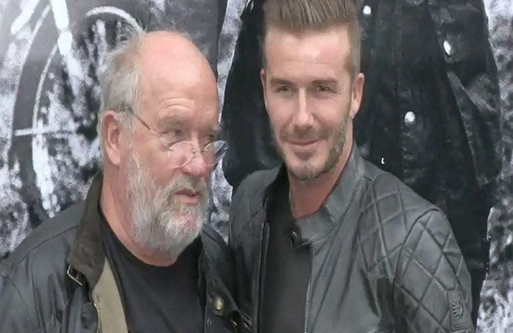 David Beckham Poses With Photographer Peter Lindbergh Outside Belstaff House In New York - Part 2