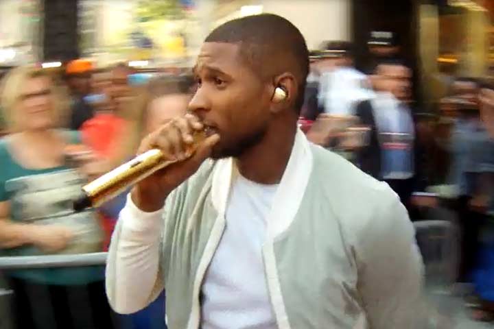 Usher Greets Fans During 'Today' Show Live Performance (No Sound)