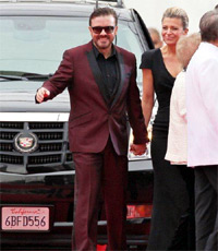 Ricky Gervais and Jane Fallon. The 69th Annual Golden Globe Awards (Golden Globes 2012) held at The Beverly Hilton Hotel - Outside Arrivals. Los Angeles, California - 15.01.12  