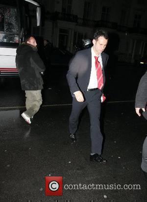 Ryan Giggs leaving the team coach to attend a party at The Ambassador Club with his fellow Manchester United team...