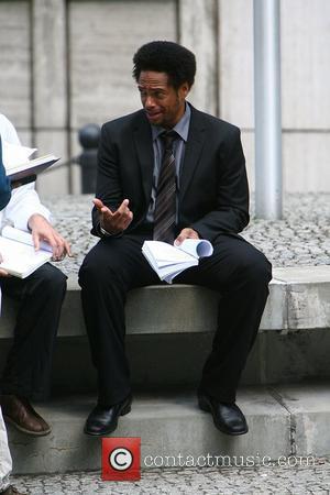 C.S.I. star Gary Dourdan reading his script at the set of the movie Fire in Charlottenburg Berlin, Germany - 30.08.08