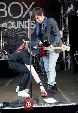 Pete Wentz Fall Out Boy perform a special invitation-only concert aboard HMAS Tobruk at Garden Island Naval Base on Sydney...