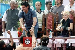 Diego Maradona argentian soccer legend participates in the foundation stone laying ceremony of Indian Football School, Eden City at Maheshtala....