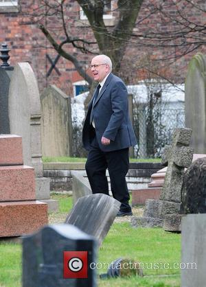 Malcolm Hebden The cast of 'Coronation Street' filming the funeral of Blanche Hunt on location Manchester, England - 24.03.10