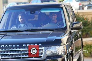 Denzel Washington  and his children are seen leaving the parking garage in their Range Rover after doing some last...